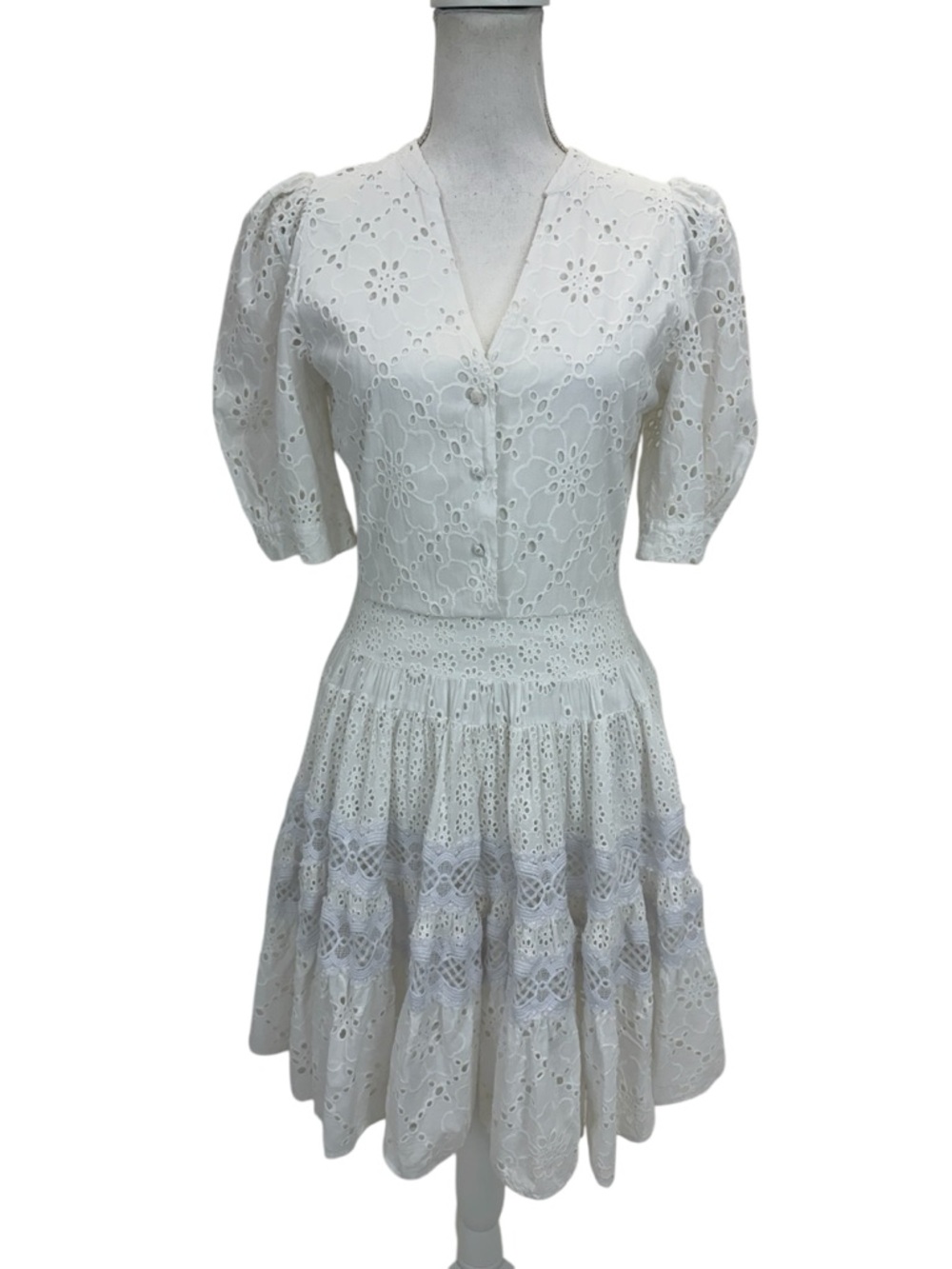 Maje Rayanette Guipure Skater Dress 36 White - Picture 2 of 16